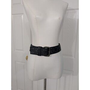 VTG Tosca Blu Soft Black Leather Silver Studded Rock And Roll Small 27"-31"